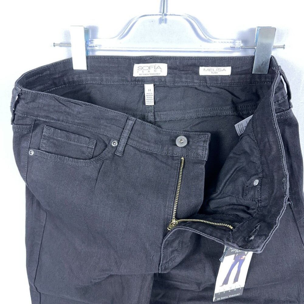 Sofia Vergara Melisa High Rise Flare Jeans Womens Size 14 Denim Stretch Black - Picture 4 of 11
